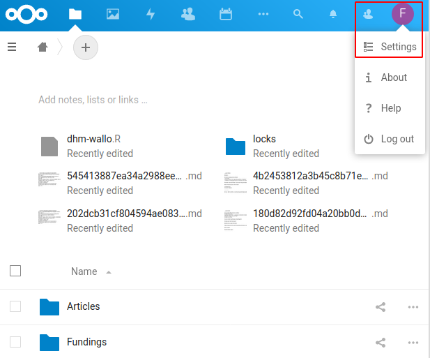 nextcloud-interface